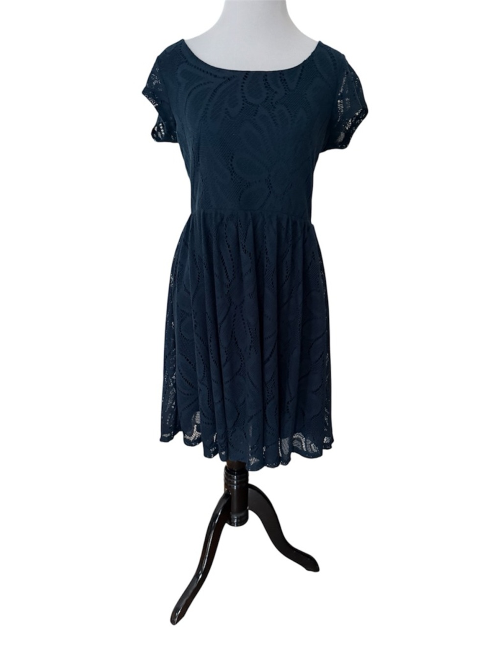 NWT! Lauren Conrad Navy Floral Lace Pattern Dress. Size M.